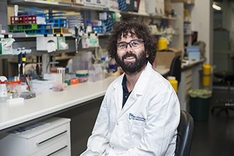 Dr Rhys Allan in a laboratory