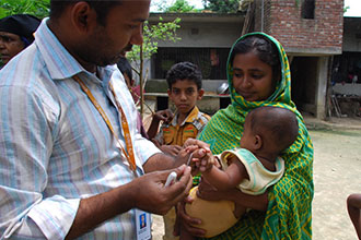 Woman and child participating in medical examination