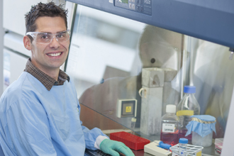 Dr Daniel Gray in the laboratory