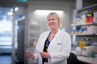 Dr Emma Josefsson in the lab