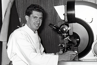 Jacques Miller in the lab in the 1960s