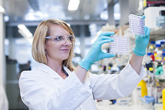 Researcher working in the lab