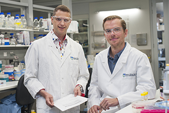 Dr Marc Pellegrini and Dr Greg Ebert in the laboratory