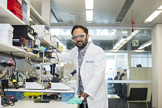 Dr Shalin Naik in the laboratory