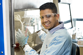 Researcher working in a lab