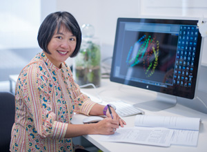 Dr Wai-Hong Tham working in her office