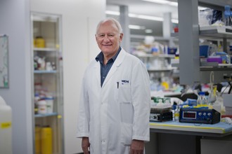 Len Harrison in lab