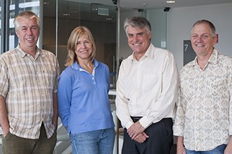 Professor Stephen Nutt, Associate Professor Lynn Corcoran, Professor Phil Hodgkin and Professor David Tarlinton (L-R) standing