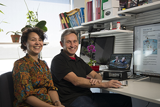 Researchers working in an office