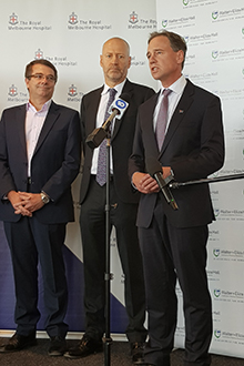 Professor Andrew Roberts, Professor Doug Hilton and Health Minister Greg Hunt MP 