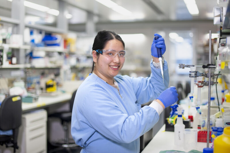 Student Pailene Lim working in lab