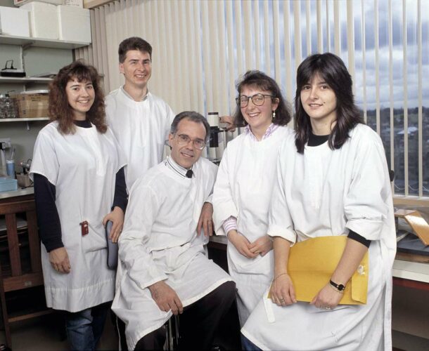 The Begley leukaemia team posing in the lab