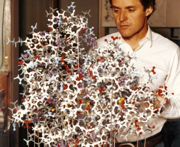 Peter Colman with a Neuraminidase model