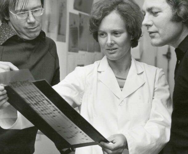 Molecular biologists Jerry Adams and Suzanne Cory with Ken Shortman.
