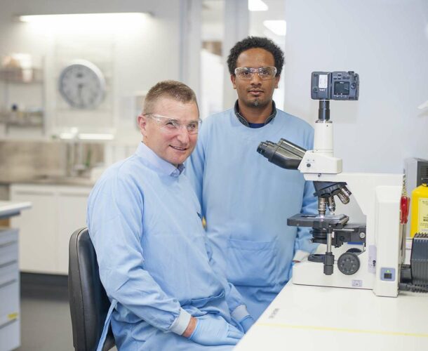 Dr Gerard Brownstein, director of the Drakensberg Trust, with researcher Sofonias​ Tessema