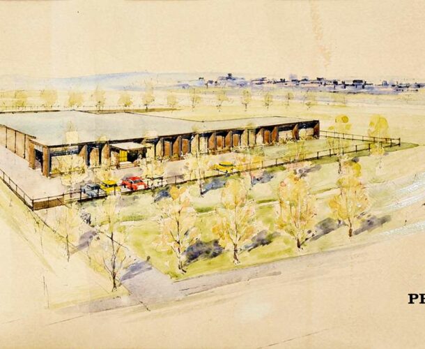 A watercolour perspective drawing of the new WEHI laboratories