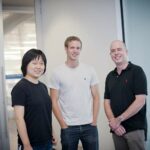 Mr Michael Harris, son of the late Alan Harris (far right), joined two of our Alan W Harris Honours Scholarship recipients, Jie Zhou and Simon Preston.