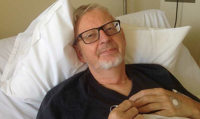 Mike Waller, WEHI consumer advocate and cancer survivor, receiving prostate cancer treatment.