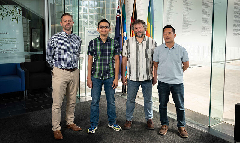 L-R: Associate Professor Grant Dewson, Dr Daniel Frank, Dr Michael Mlodzianoski and Dr Hoanh Tran. Credit: WEHI
