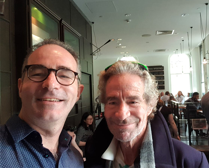 Consumer advocate James and his brother John, photographed in a busy restaurant