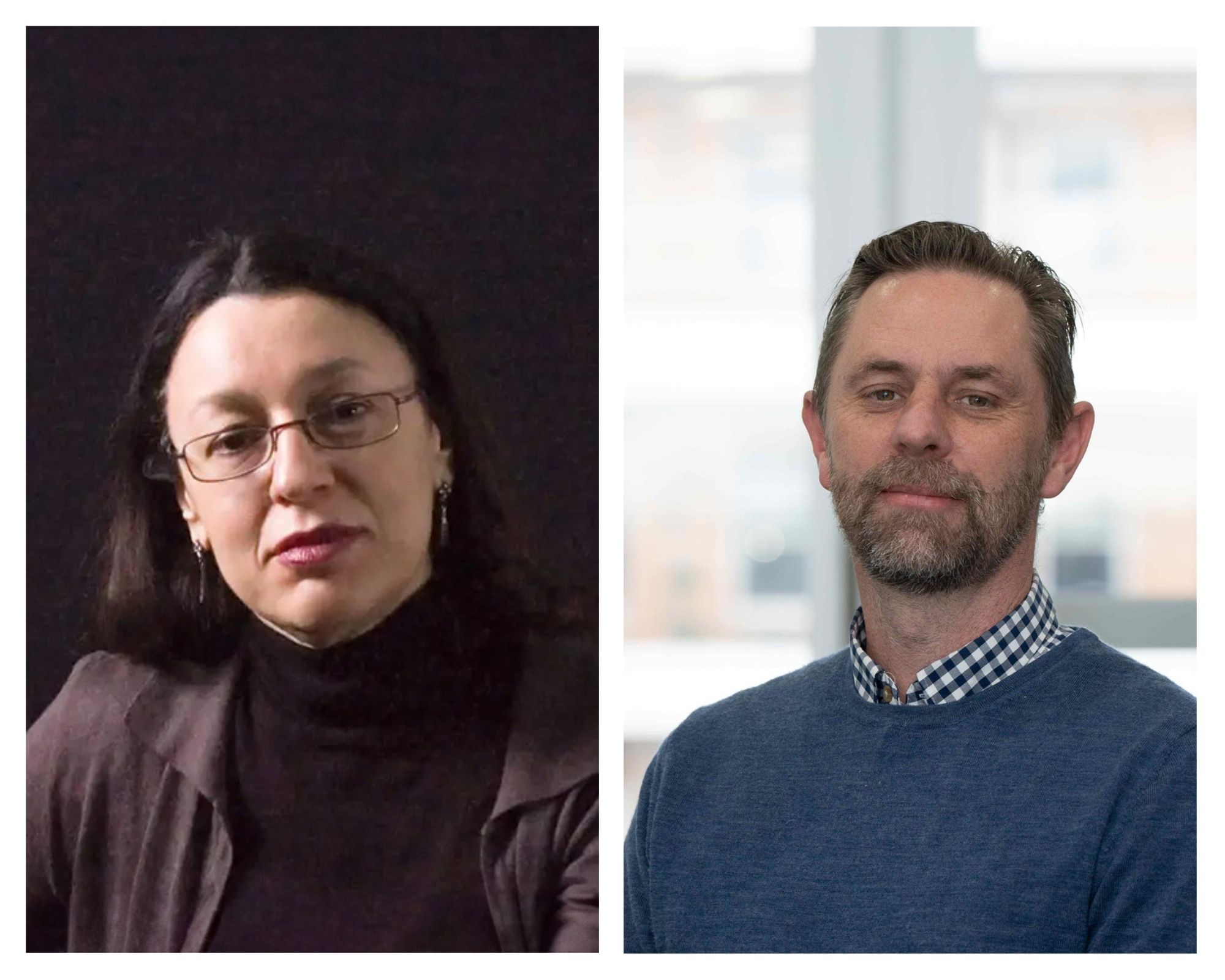 Portrait photos of Prof Glenda Halliday and Prof Grant Dewson